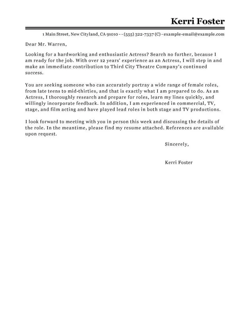 acting cover letters